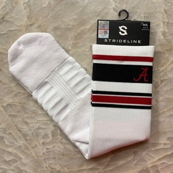 Strideline Alabama Crimson Tide NCAA Licensed Varsity Stripe Crew Socks M/L NWT - Picture 2 of 4